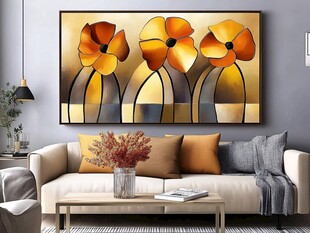 现代简约风客厅花卉装饰画