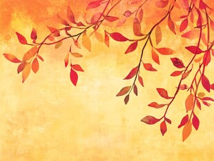 秋日红叶水彩画背景图