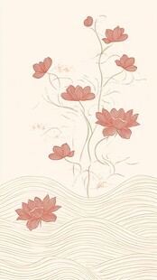 水墨风荷花花卉装饰画