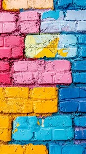 多彩涂鸦砖墙纹理