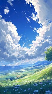 梦幻绿野蓝天美景