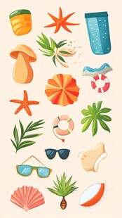 夏日海滩度假元素集合