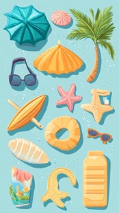 夏日海滩度假元素集合