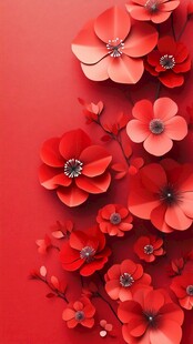 红色纸艺花朵装饰图案