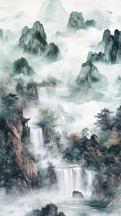 水墨山水间的诗意自然景观