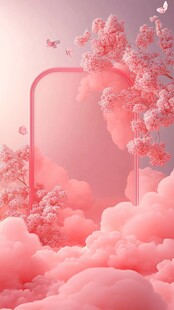 梦幻粉色云端拱门花卉景