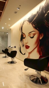 时尚美发店的个性艺术墙