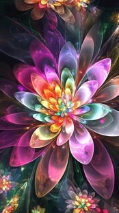 梦幻炫彩分形花朵艺术图