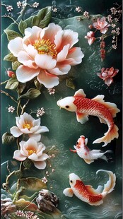 牡丹锦鲤图 吉祥美意浓