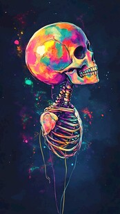彩色骷髅艺术插画