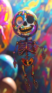 彩色骷髅玩偶 梦幻视觉盛宴