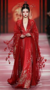 中式红嫁衣模特走秀风采