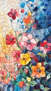 马赛克花卉艺术绚丽画面