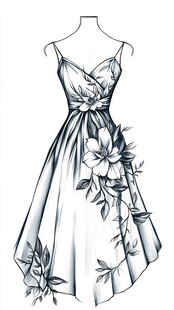 花朵装饰的优雅吊带裙