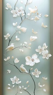 玉兰花枝上的灵动鸟儿