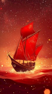 红帆远航于梦幻星空之海