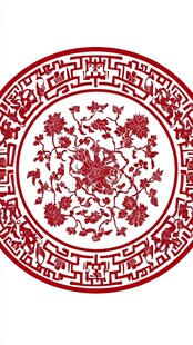 中式传统花卉几何纹圆形图案