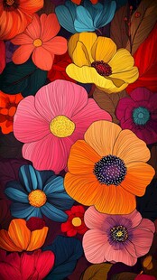 缤纷多彩花卉艺术插画