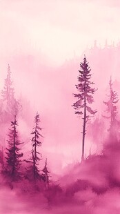 梦幻粉紫森林迷雾景象