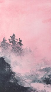 梦幻粉墨山水图景