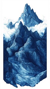 蓝色梦幻山脉景观