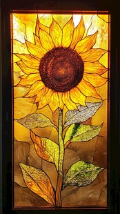 向日葵彩色玻璃艺术画