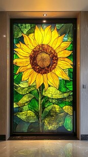 彩色玻璃向日葵艺术门