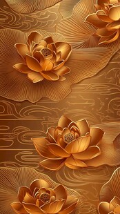 金色立体荷花纹理背景图