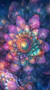 梦幻炫彩分形花朵艺术图