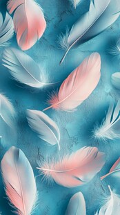 梦幻蓝粉羽毛背景图