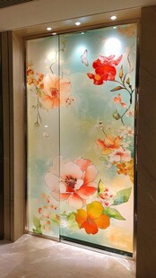 花卉艺术玻璃门装饰效果
