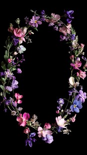 多彩花卉组成的梦幻花环