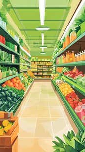 超市蔬果区的清新场景