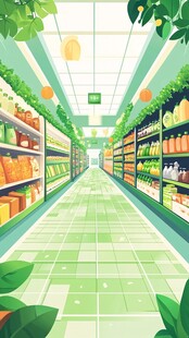 清新风格的超市内部场景
