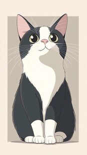 可爱黑白猫咪插画