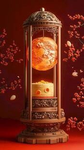 中式古风悬浮灯笼摆件