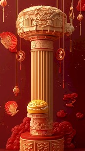 中式华表贺岁喜庆场景