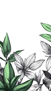 手绘绿植花卉边框图案