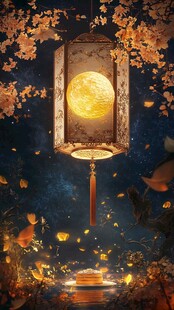 中秋月夜灯笼悬桂飘香