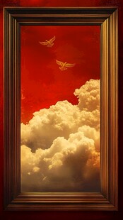 红框中的云端飞鸟图景