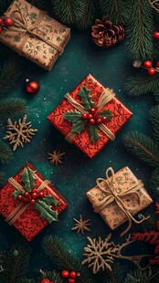 圣诞礼物与节日装饰布置