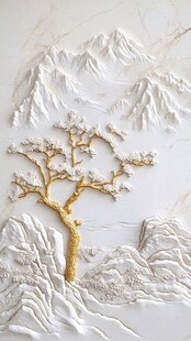 中式山水金树浮雕艺术