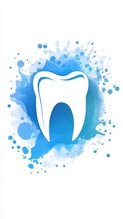 蓝色水彩风牙齿图标设计