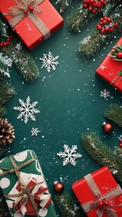 圣诞礼物与节日装饰布置