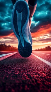黄昏下的奔跑脚步