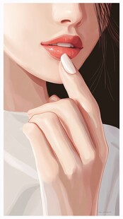 指尖轻触唇的温柔瞬间