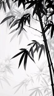 水墨风竹叶竹枝剪影