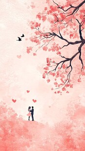 樱花下的浪漫情侣