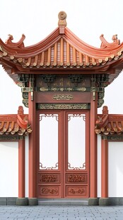 中式古典门楼建筑景观