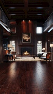 豪华复古风木质客厅空间